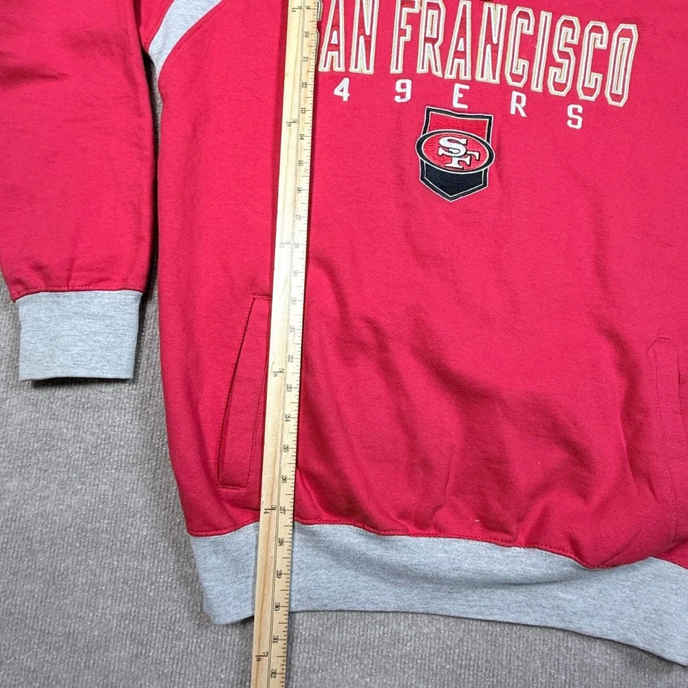 NFL San Francisco 49ers Quarter Zip Sweatshirt Red Gray Pullover Large